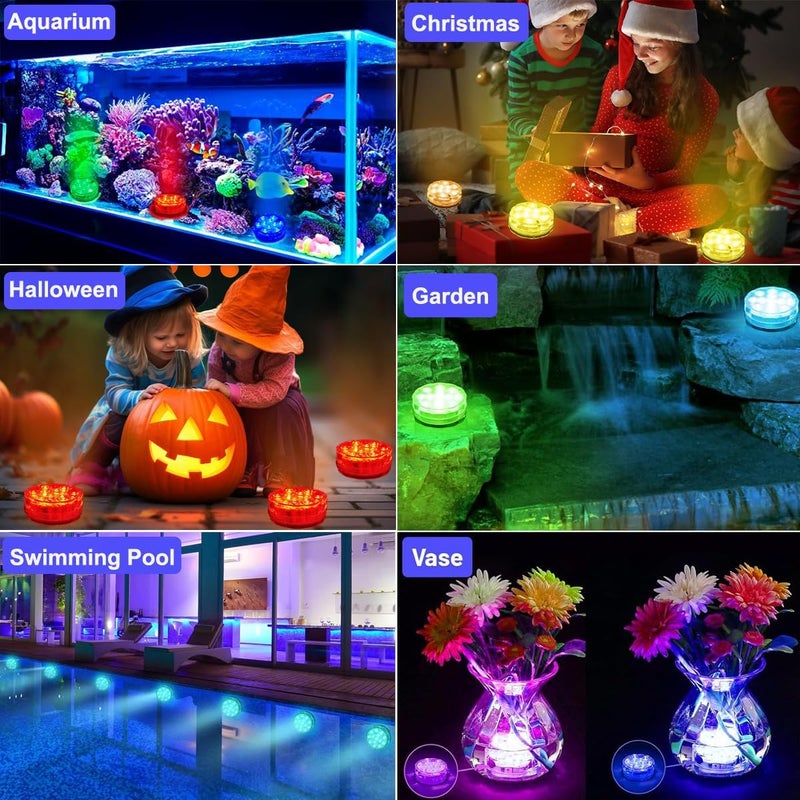 Anziner 4Pack Submersible led Lights Waterproof Pool Lights Underwater with 16 Colors and Remote Control for Aquarium,Vase, Bath,Hot Tub, Halloween, Christmas,Swimming Pool and Party Decoration - Image 5